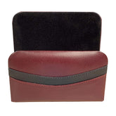 Burgundy Leather with Black Trim Letter Holder